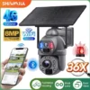 SHIWOJIA 36X ZOOM 8MP 4G SIM Solar Camera Outdoor 360? Wireless WIFI Battery Security Cameras with Solar Panel PIR Night Vision