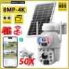 50X Zoom 4G SIM Card Solar Dual Lens/View Camera 4K 8MP WIFI IP Camera PTZ Outdoor PIR Detect Security Night Vision Surveillance