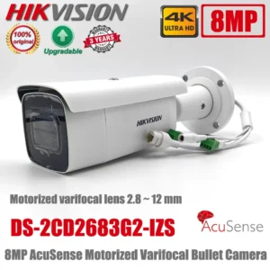 Hikvision DS-2CD2683G2-IZS AcuSense 8MP 4K POE WDR IP67 IK10 2.8mm-12mm Motorized Varifocal Lens Outdoor Bullet Network Camera