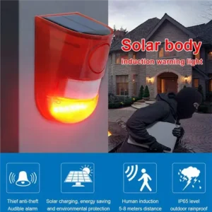 ABGB-9 Pack Solar Strobe Light With Motion Sensor Alarm 129DB Sound Security Siren IP65 Waterproof For Villa Farm Yard Garden