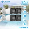 Unilook 4K 8MP Motion Detection 2.0 Fixed Bullet Network Camera Outdoor IR 30m SD Card H.265 One Way Audio IP67 POE IP Camera