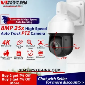Vikylin PTZ IP Camera 8MP 4K OEM SD49825XB-HNR OEM 25X Zoom IR 100m WizSense Auto Track SMD4.0 Outdoor video Surveillance Camera