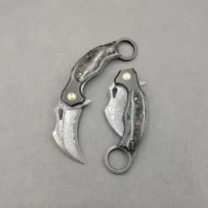 Imported Damascus Steel Ceramic Bearing Folding Knife Carbon Fiber Handle Outdoor Pocket Knife Self-Defense Survival Camping Too