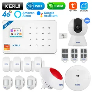 KERUI WiFi+4G Alarm System with Camera - Tuya Smart Home Security Alarm System Wireless Motion Sensor for Home/Apartment/Office