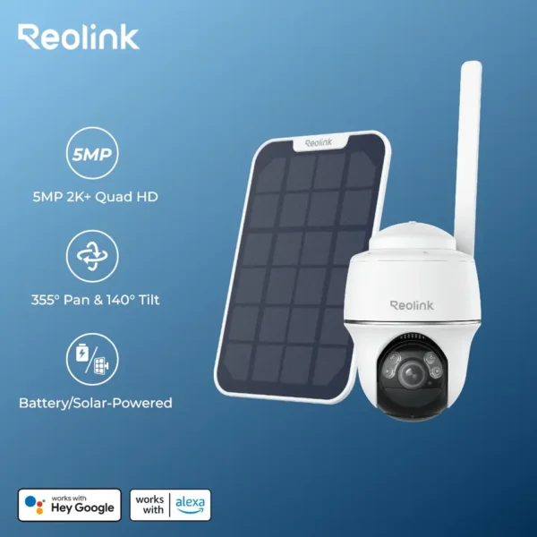 Reolink 4G Solar Camera 5MP Outdoor Wireless Security Camera Pan-Tilt Protection Color Night Vision Two-Way Audio IP Camera