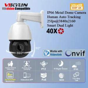 Vikylin 8MP 40X zoom PTZ IP camera IR night vision Human Auto Tracking MD2.0 IP66 outdoor security video surveillance POE camera