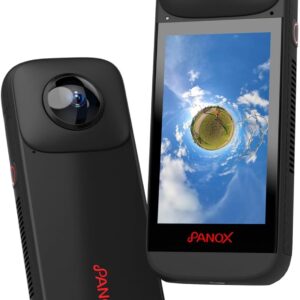 PANOX V2 360 Vlog Camera with 1/2" 48MP Sensors,5.7K 360 Video,72MP 360 Photo,In-camera One-click Quick Share,Multi-platform 4K 360 Live Streaming,3.0" Touchscreen,Fast Charging,Stabilization
