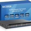 48 Port Gigabit PoE Switch Unmanaged with 48 Port IEEE802.3af/at PoE+@400W, 2 x 1G SFP