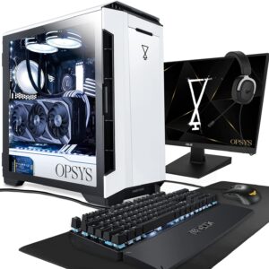 OPSYS Magna-X6 White Gaming PC Computer with Monitor & Gamer Keyboard/Mouse (AMD Ryzen 9-7900X, Geforce RTX 4080, 2TB NVMe SSD, 2TB HDD, 32GB RAM, Bluetooth, Windows 11)