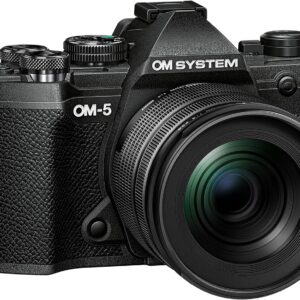 OM SYSTEM OM-5 Micro Four Thirds System Camera incl. lens M.Zuiko Digital ED 12-45mm PRO, 20 MP Live MOS Sensor, Improved 5-Axis Image Stabilisation, IP53, Handheld High Res Shot, Black/Black